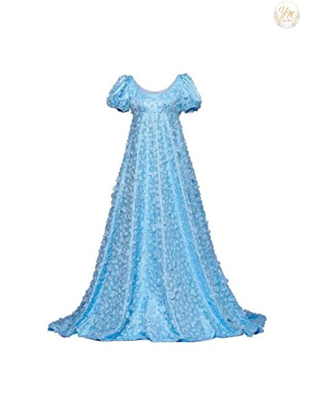 Regency Dress High Waist Puff Sleeve Lace Bridgerton Daphne Costume